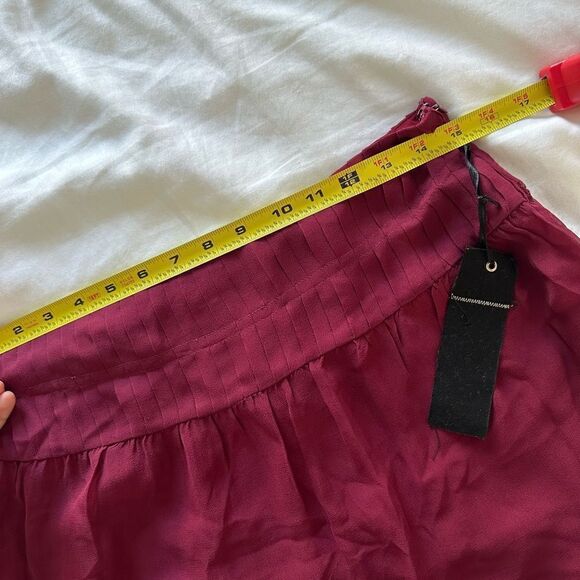 New Vertigo Paris Pleated Casual Lined Chiffon Silk Merlot Skirt sz 8 - Picture 5 of 5
